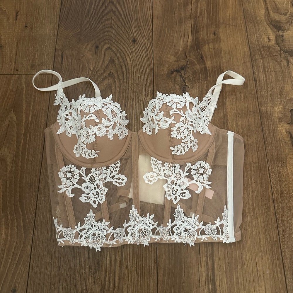 Lace Embroidered Sheer Bustier Victorias Secret